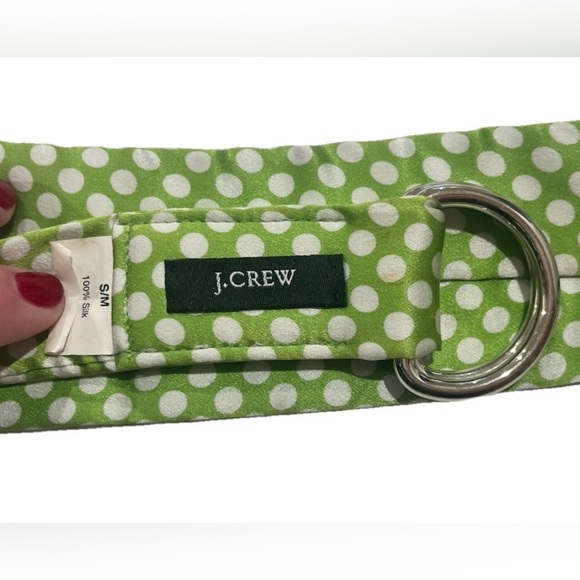 J.Crew 100% Silk Fabric Turquoise Green Pattern D Ring Belt - Women's S/M - Picture 2 of 2